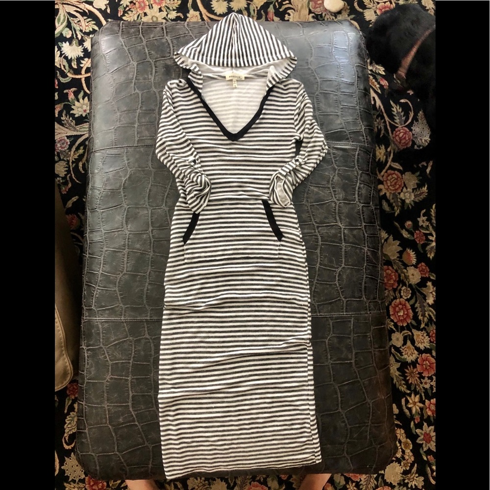 Black/white striped dress